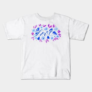 Love and flowers - blue and purple Kids T-Shirt